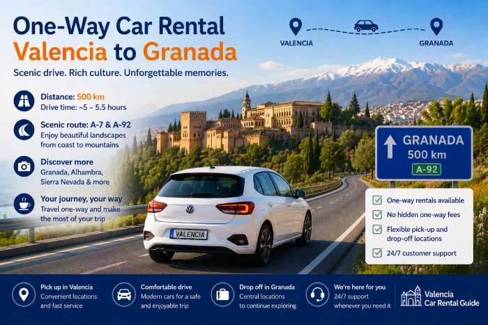 One-Way Rental from Valencia to Granada